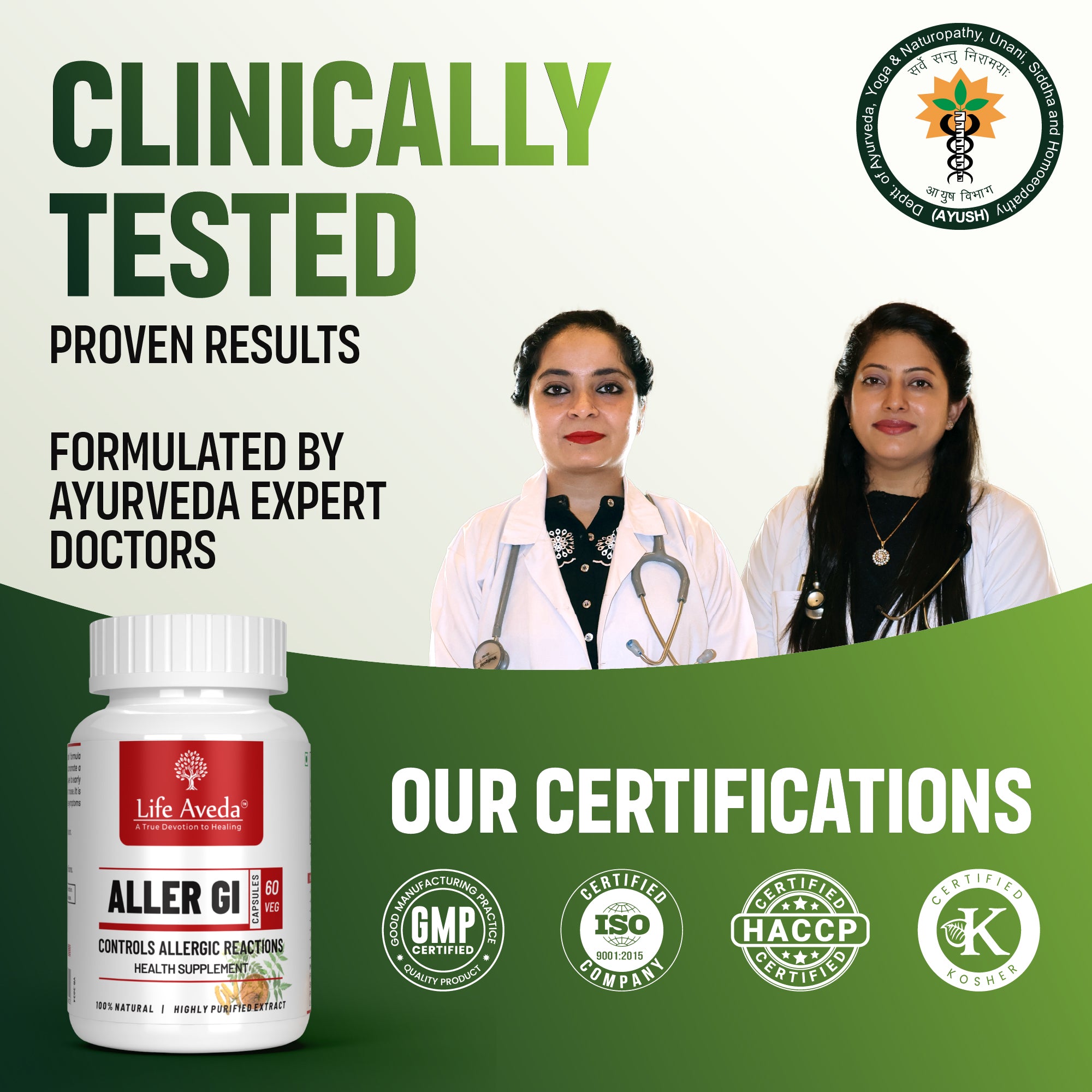 Clinically Proven Ayurvedic Capsules for Allergic Reactions - Seasonal Cough, Cold, Runny Nose, Watery Eyes and Sneezing