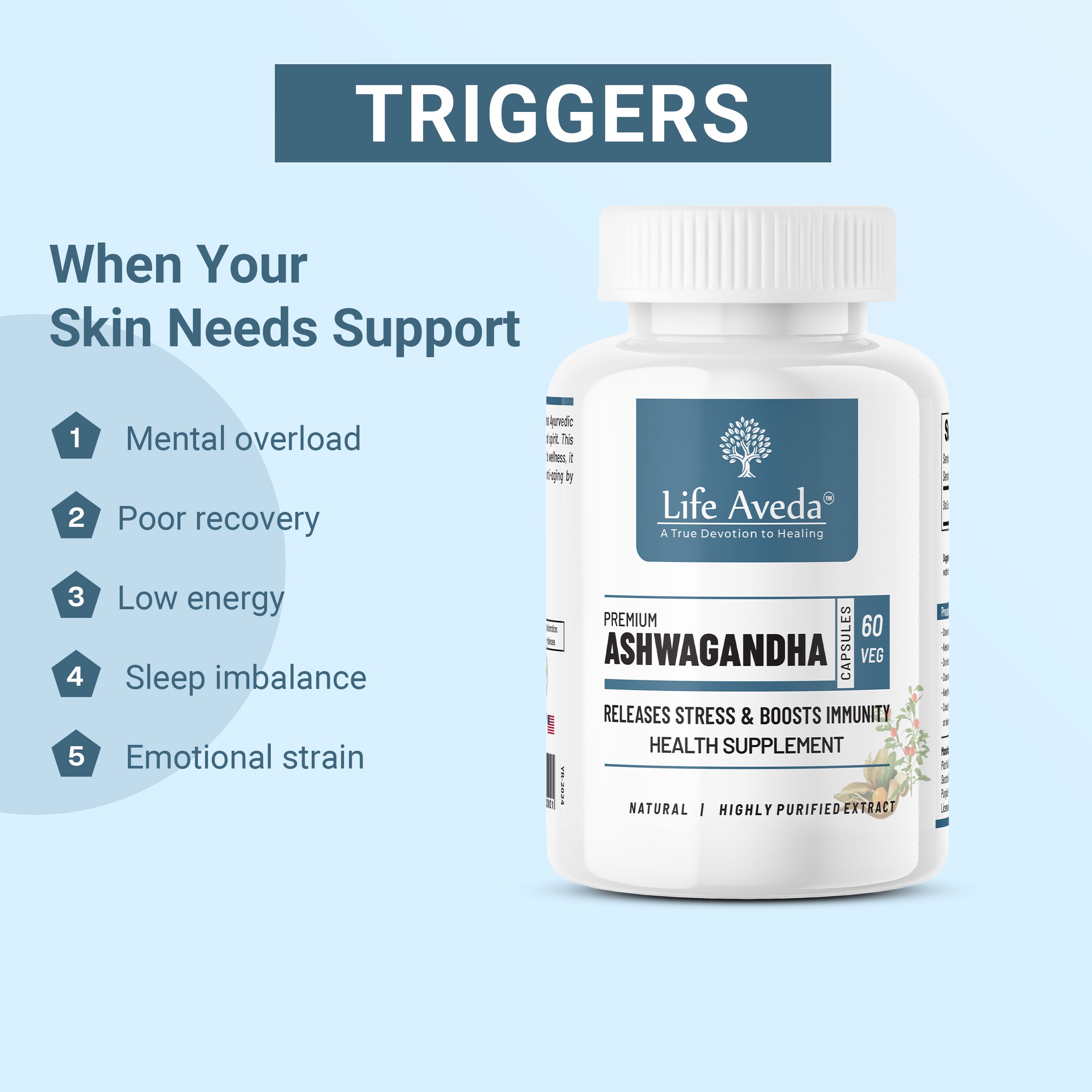 Premium Ashwagandha Capsules – Ayurvedic Support for S t r e s s Relief, Strength & Restful Sleep