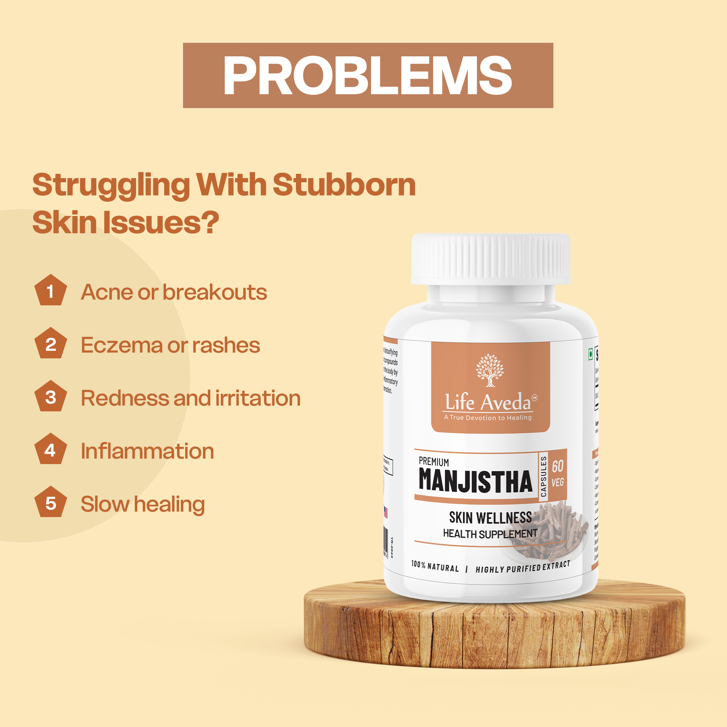 Life Aveda Manjistha Capsules – Ayurvedic Support for Blood Purification & Clear, Healthy Skin