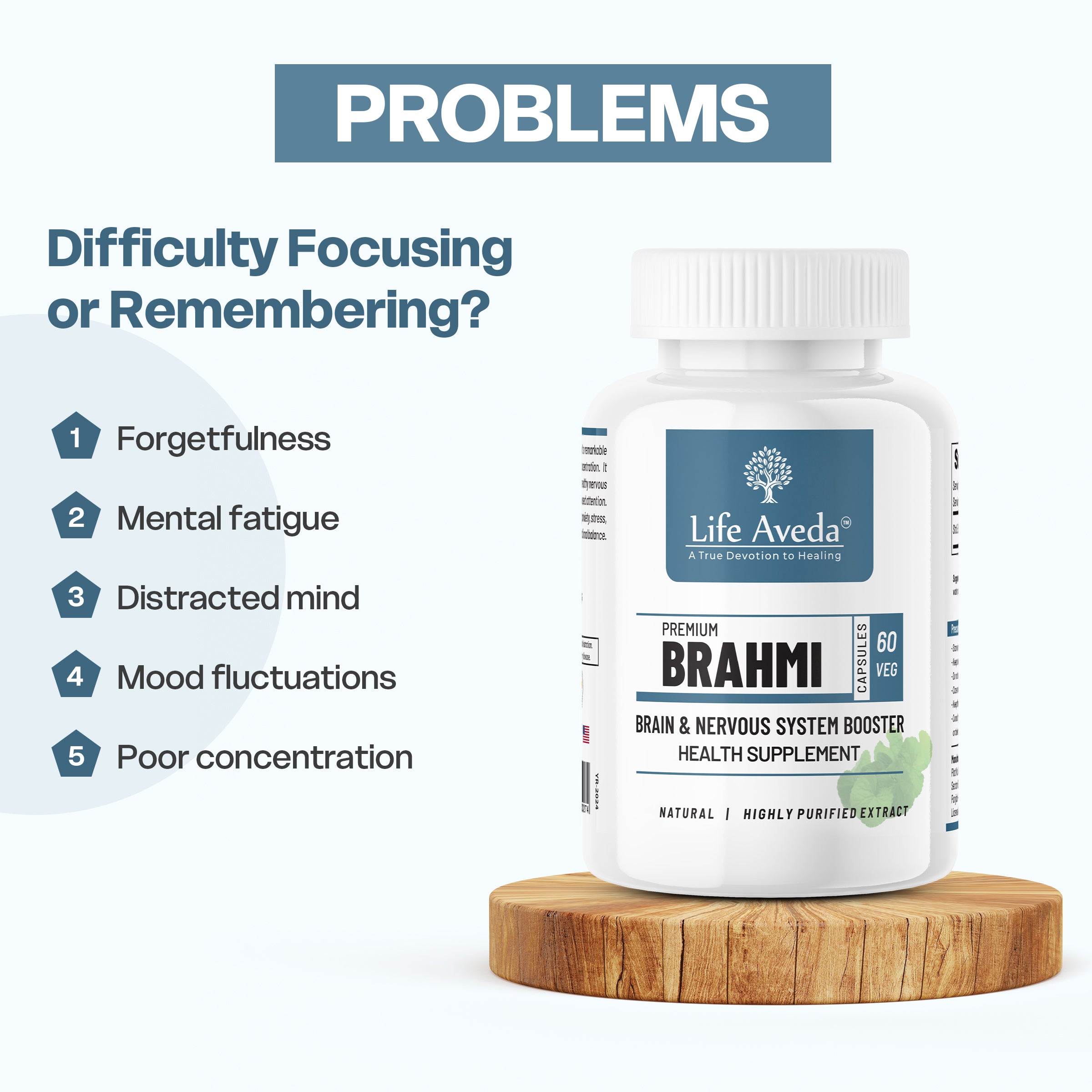 Premium Brahmi Capsules – Ayurvedic Support for Memory, Focus & Mental Calm