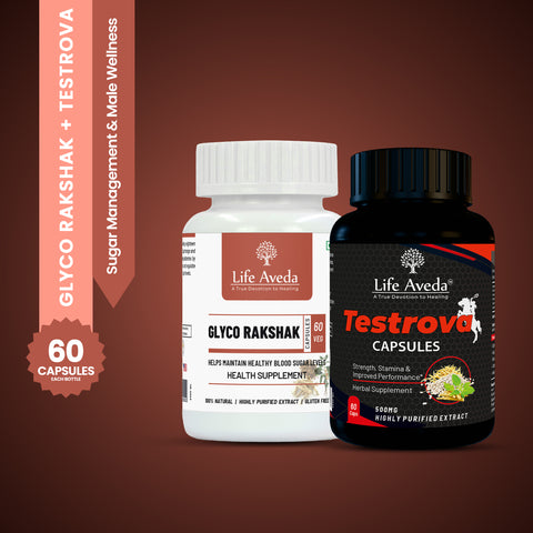 Care Pack for Sugar Management & Male Wellness- Glyco Rakshak + Testrova