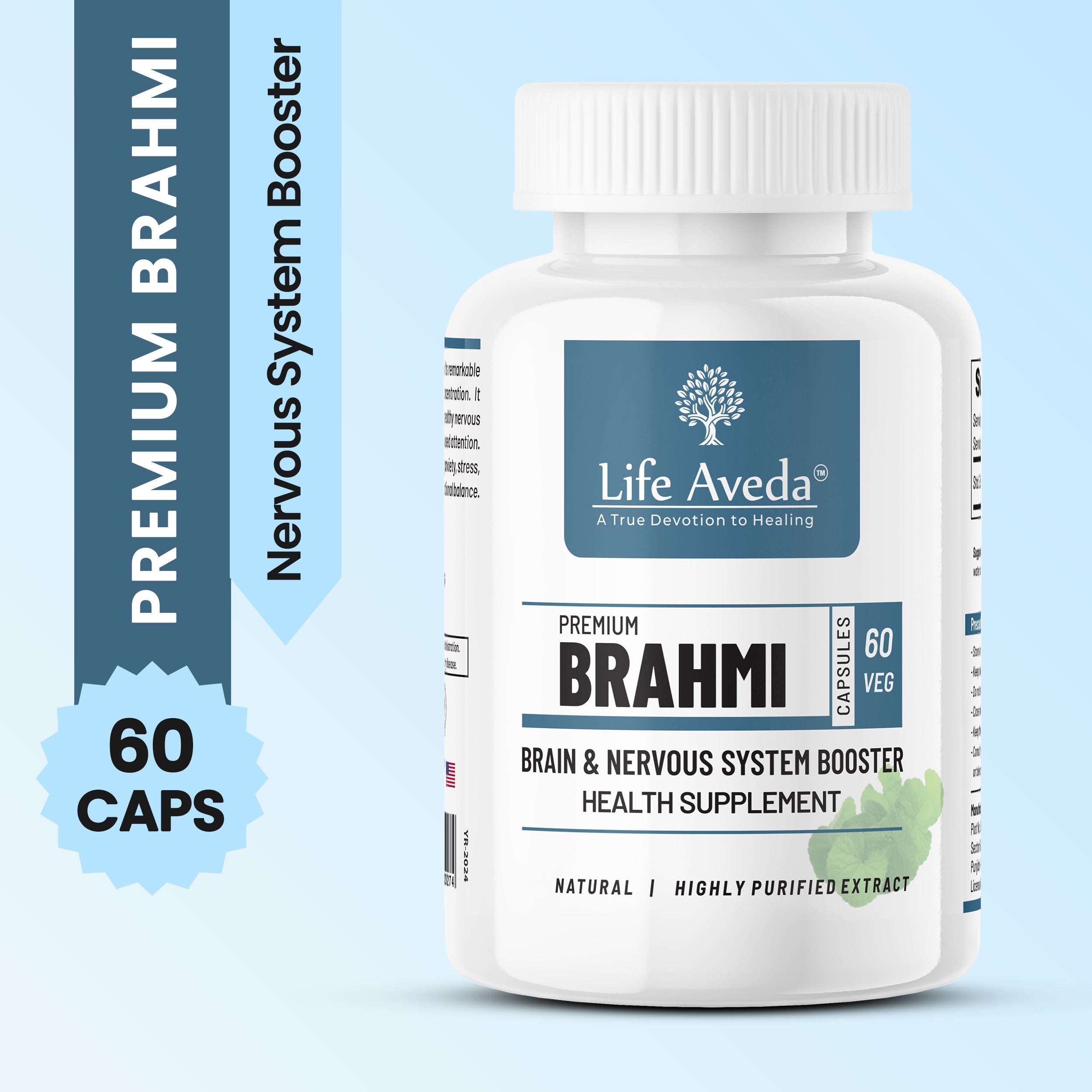 Premium Brahmi Capsules – Ayurvedic Support for Memory, Focus & Mental Calm