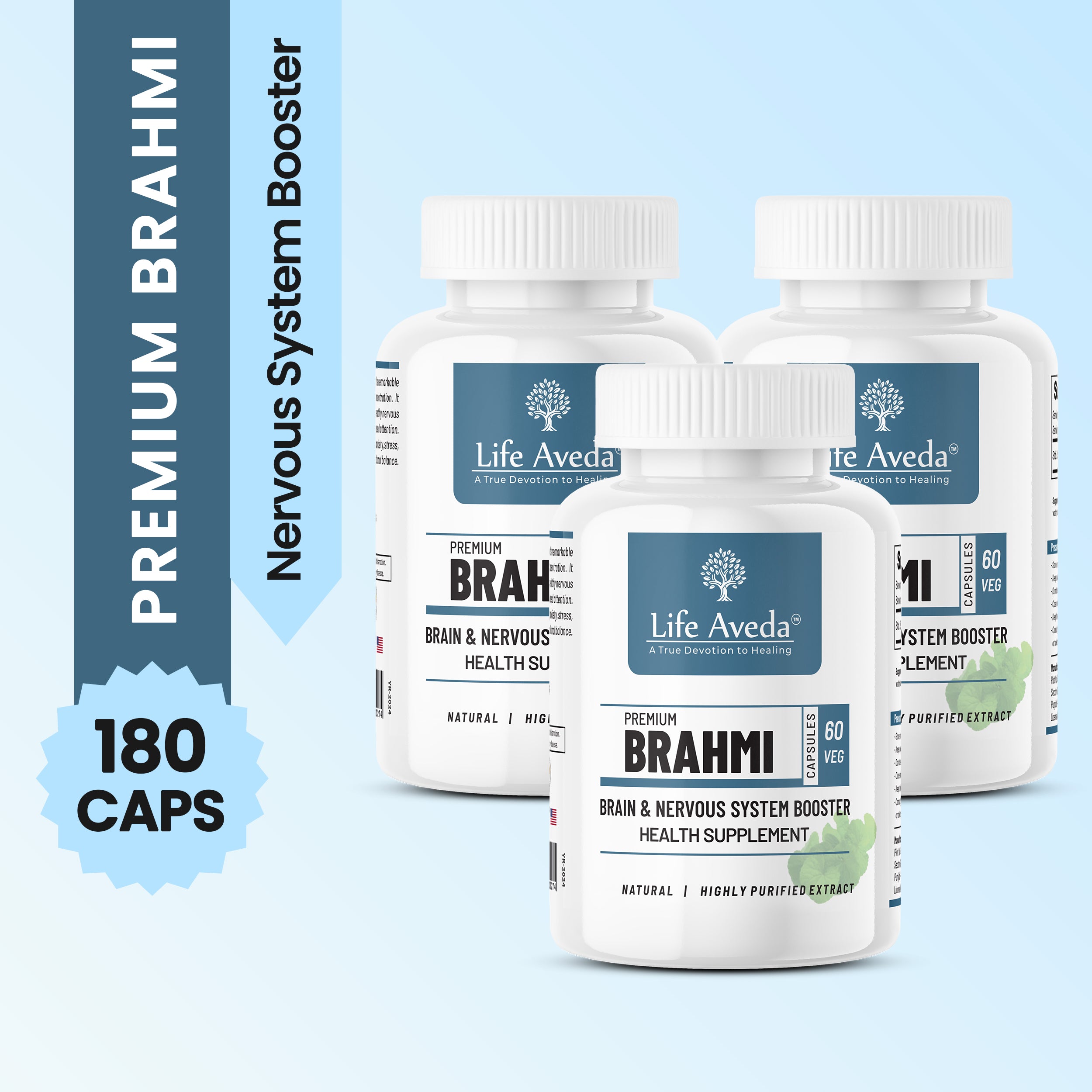 Premium Brahmi Capsules – Ayurvedic Support for Memory, Focus & Mental Calm