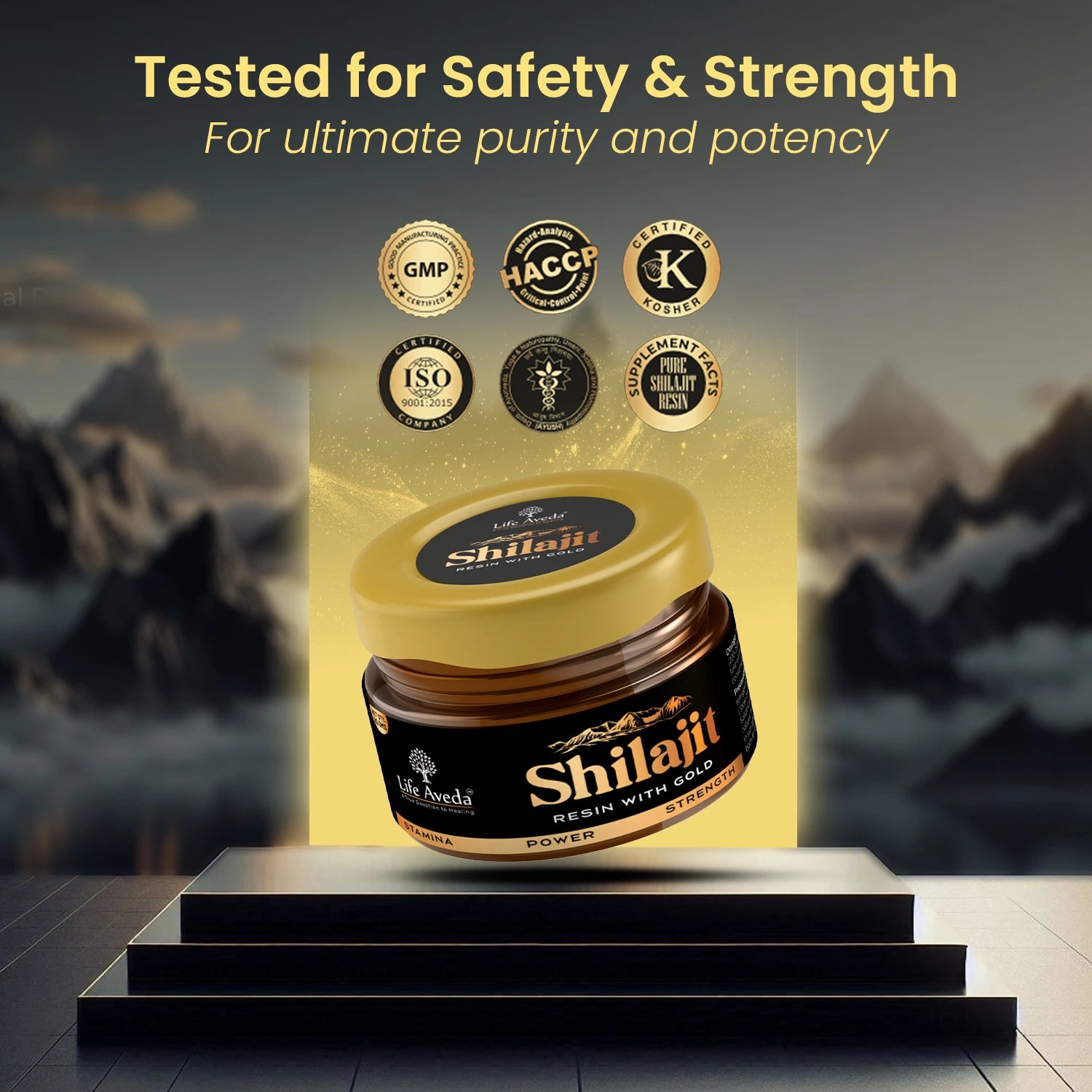 Certified shilajit resin with gold - Life Aveda