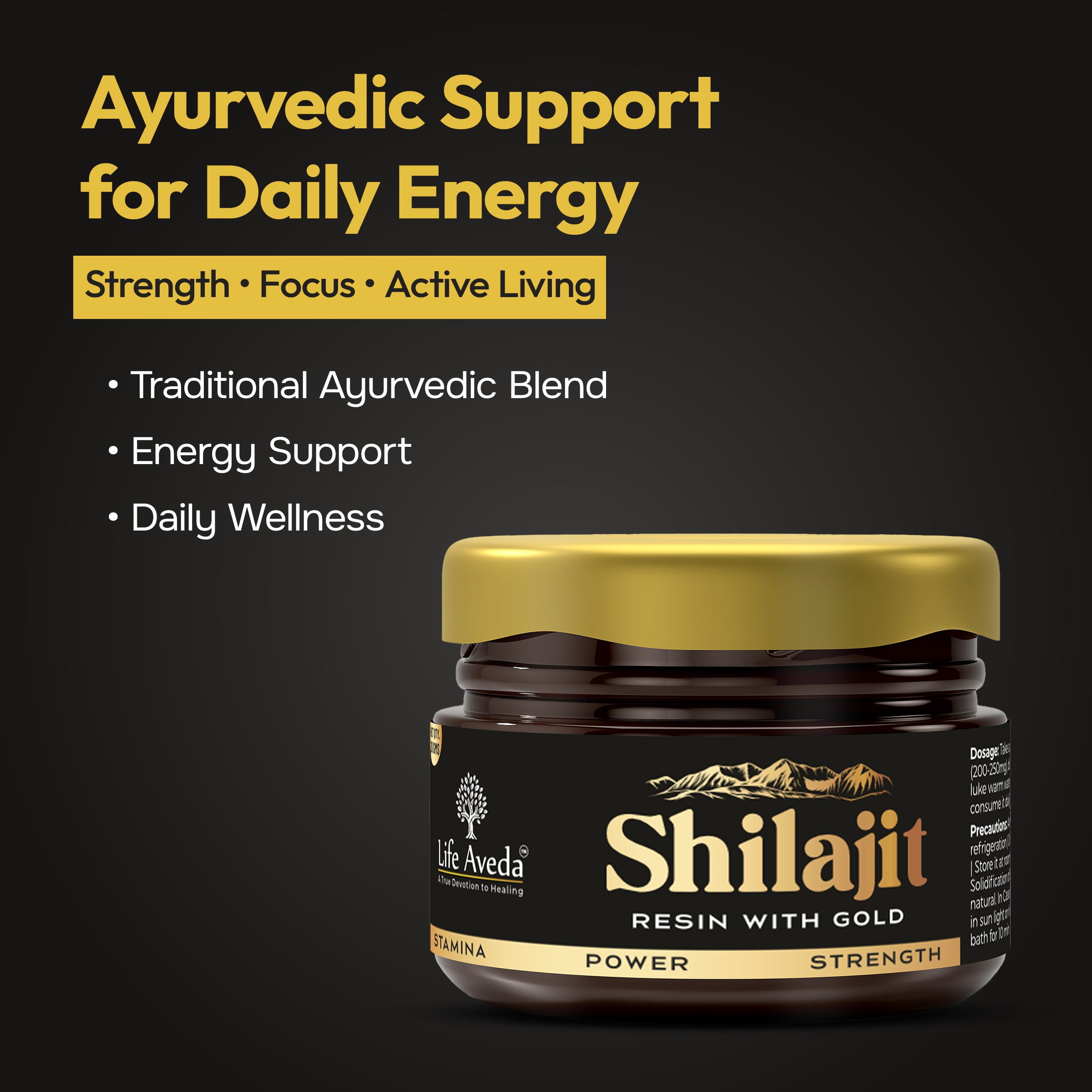 Shilajit Resin with Gold – Ayurvedic Support for Strength, Energy & Daily Wellness