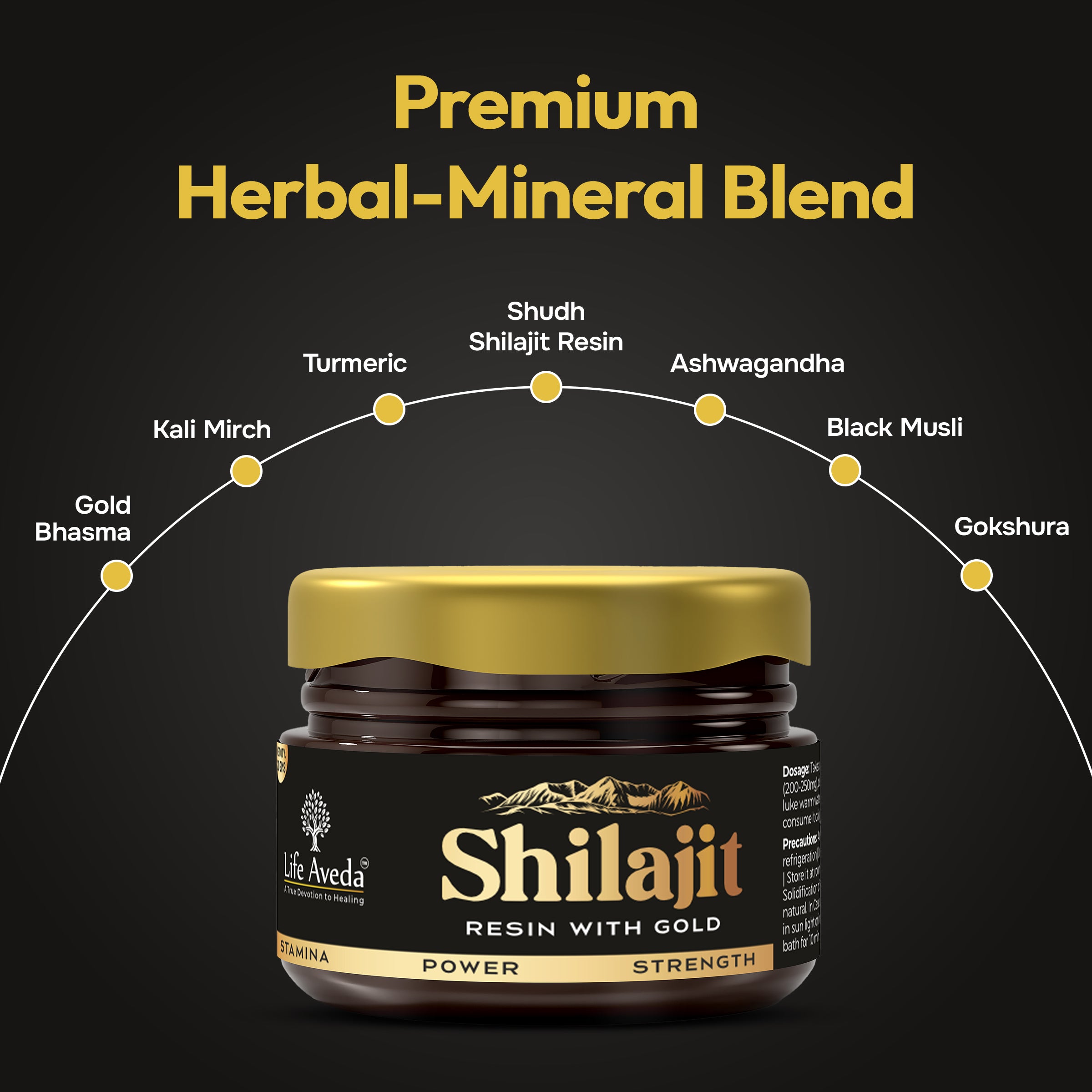 Shilajit Resin with Gold – Ayurvedic Support for Strength, Energy & Daily Wellness