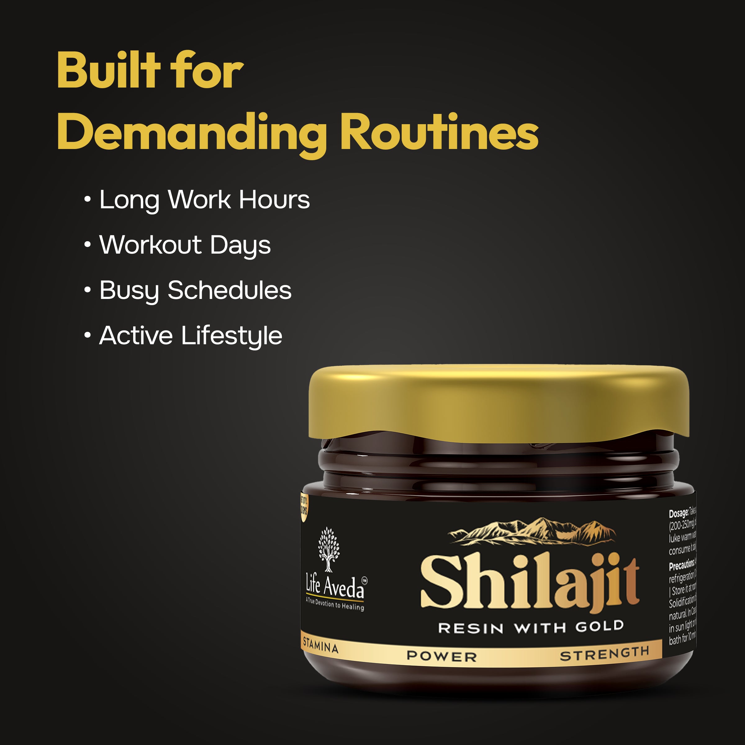 Shilajit Resin with Gold – Ayurvedic Support for Strength, Energy & Daily Wellness