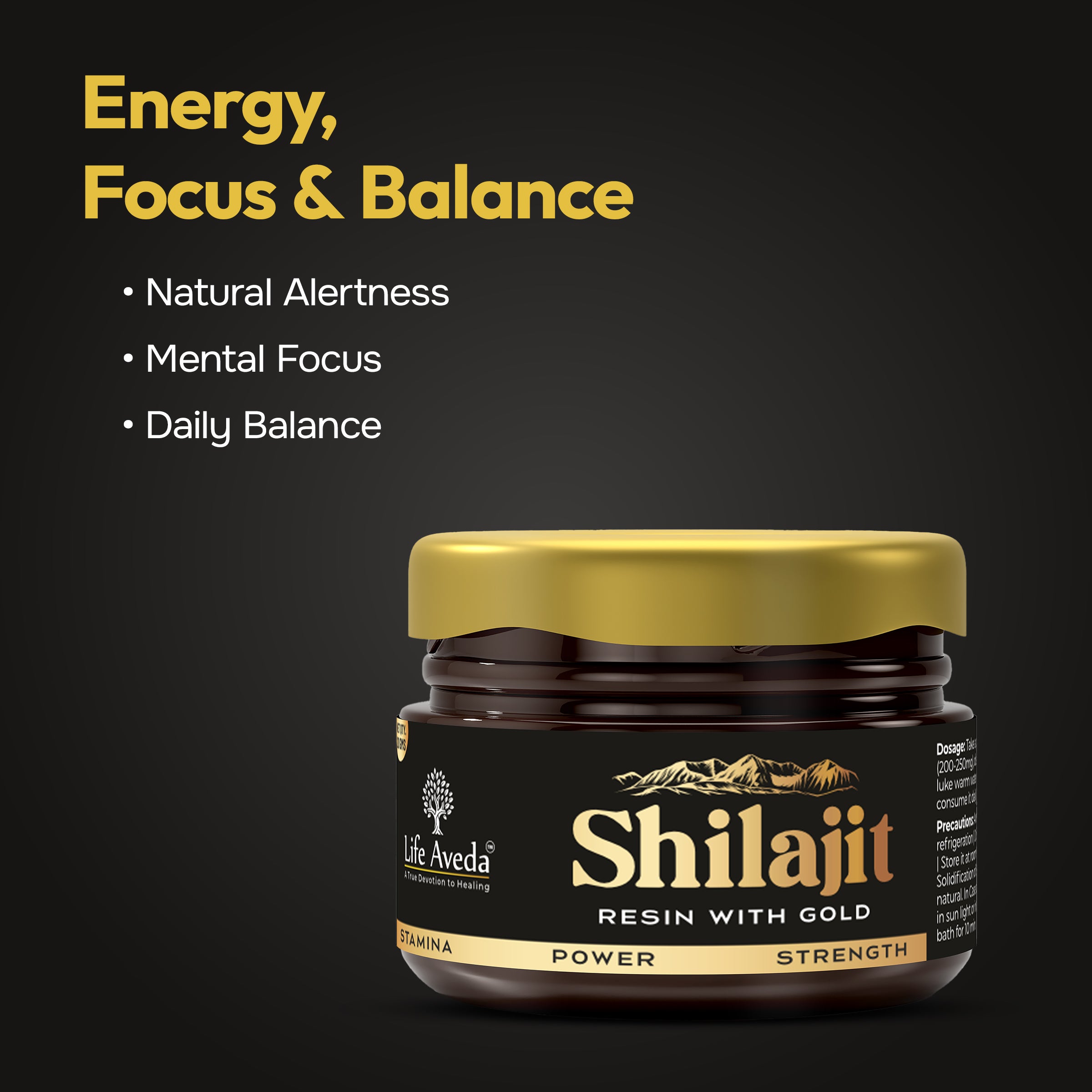 Shilajit Resin with Gold – Ayurvedic Support for Strength, Energy & Daily Wellness