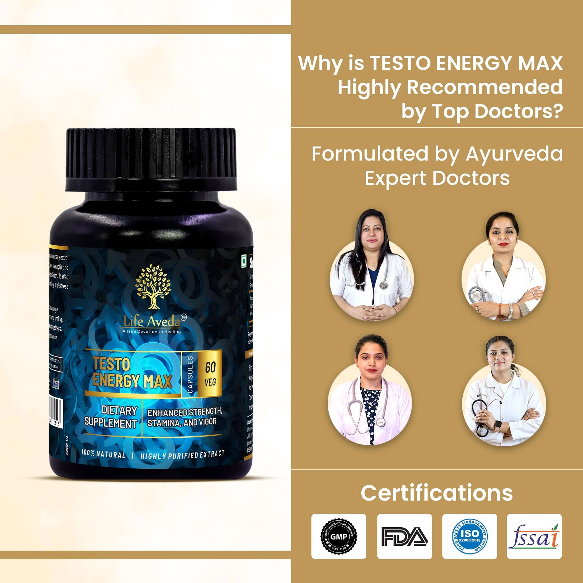 Life Aveda Testo Energy Max Doctors Certifications