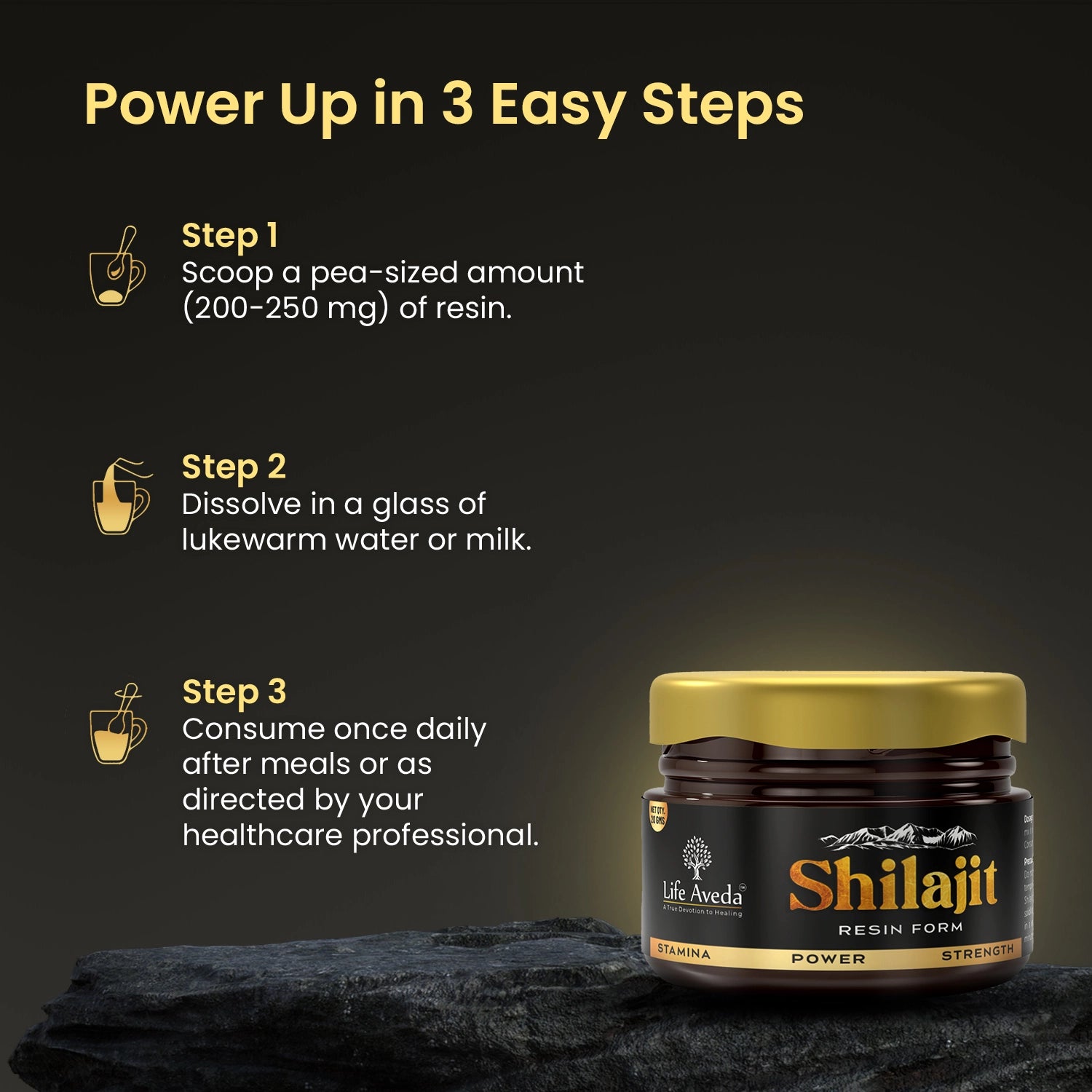 Steps to take shilajit resin - Life Aveda 