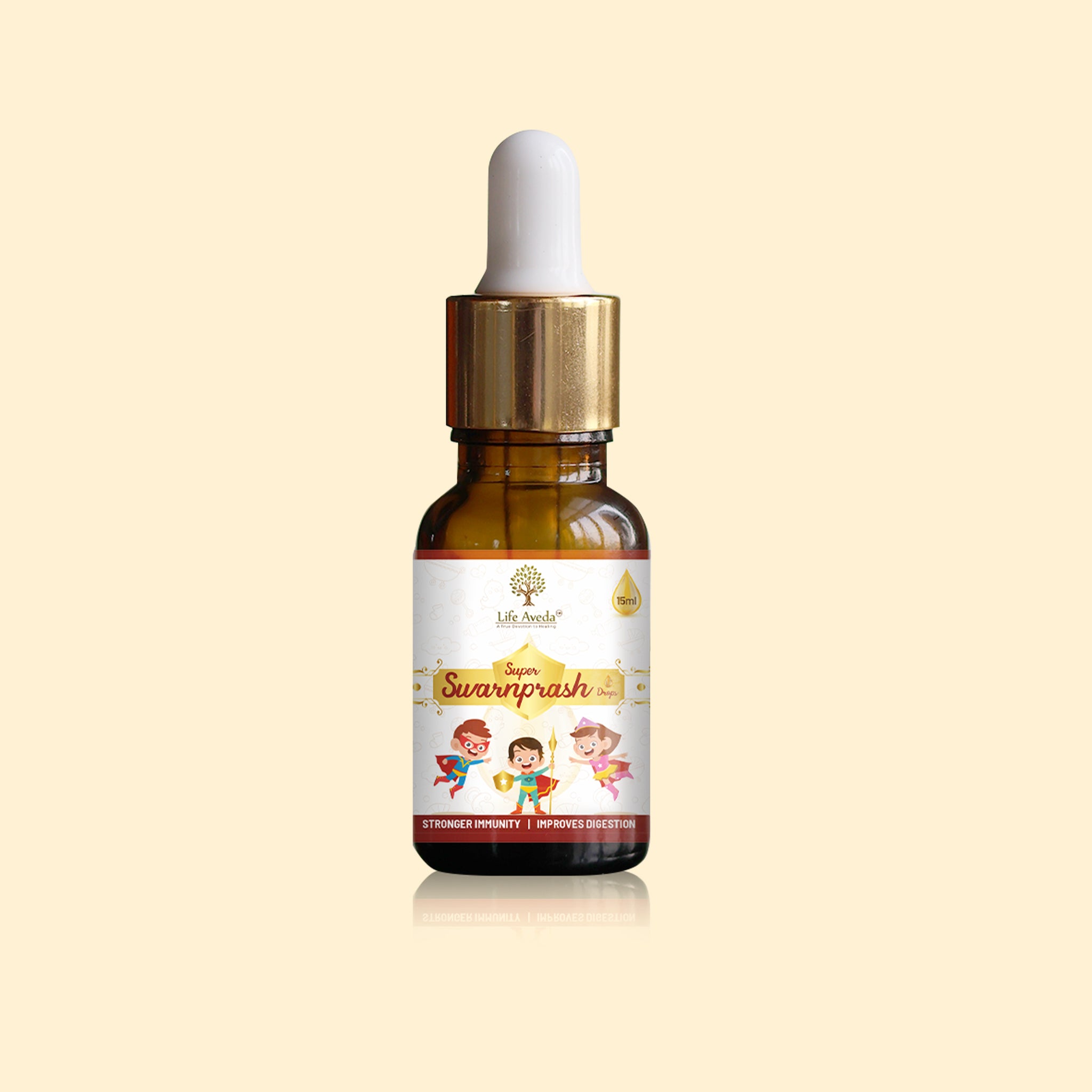 Super Swarnprash Drops for Kids 10ml - Formulated with Pure 24CT Gold - Improves Gut Health & Immunity Booster for Kids (0-16 Years)