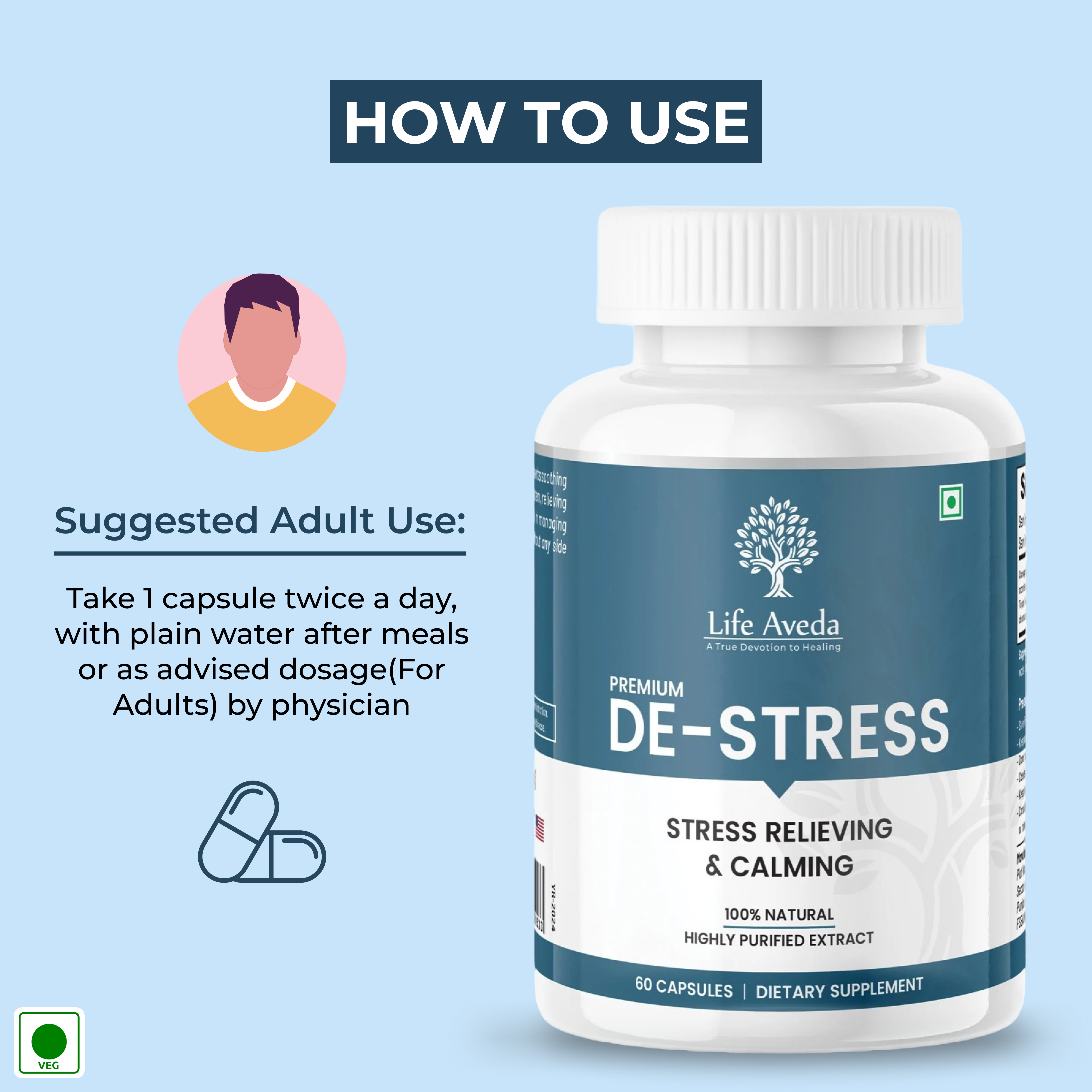 Premium De-Stress : Best Ayurvedic Medicine for Stress, Mental Fatigue & Anxiety