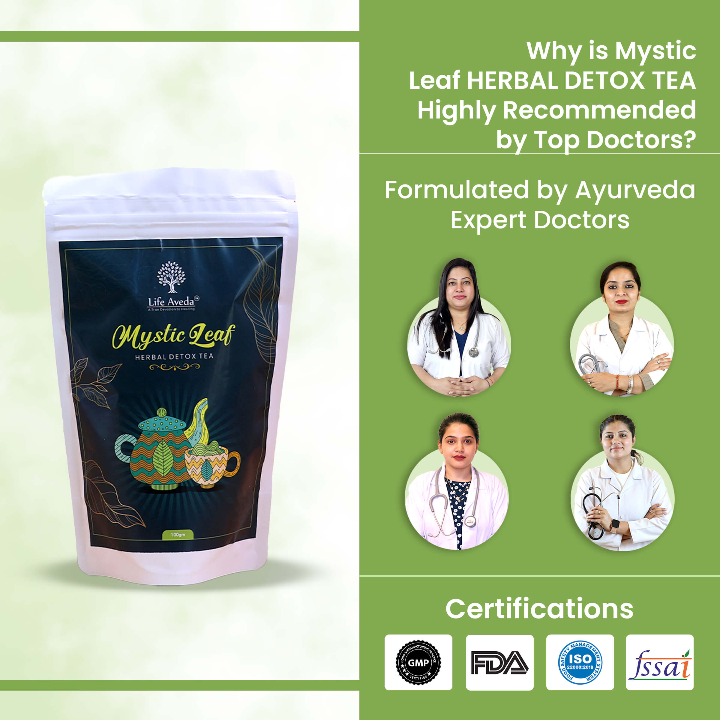 Life Aveda Mystic Leaf Herbal Detox Tea Doctors Certifications