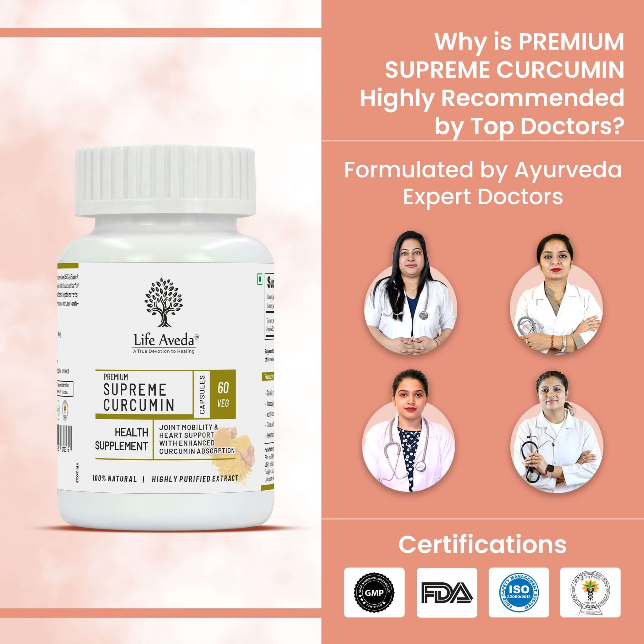 Life Aveda Premium Supreme Curcumin Doctors Certifications