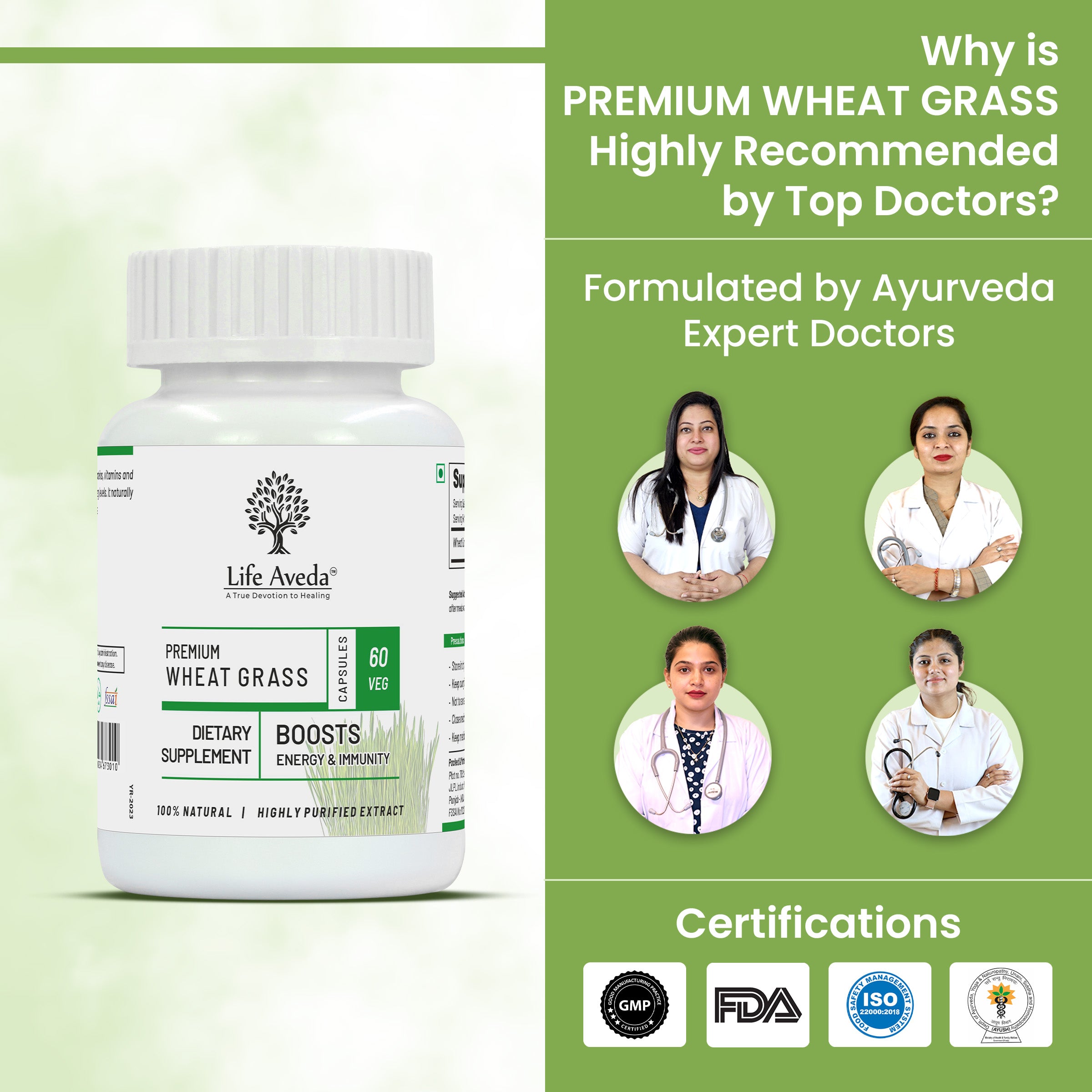 Life Aveda Premium Wheat Grass Doctors Certifications