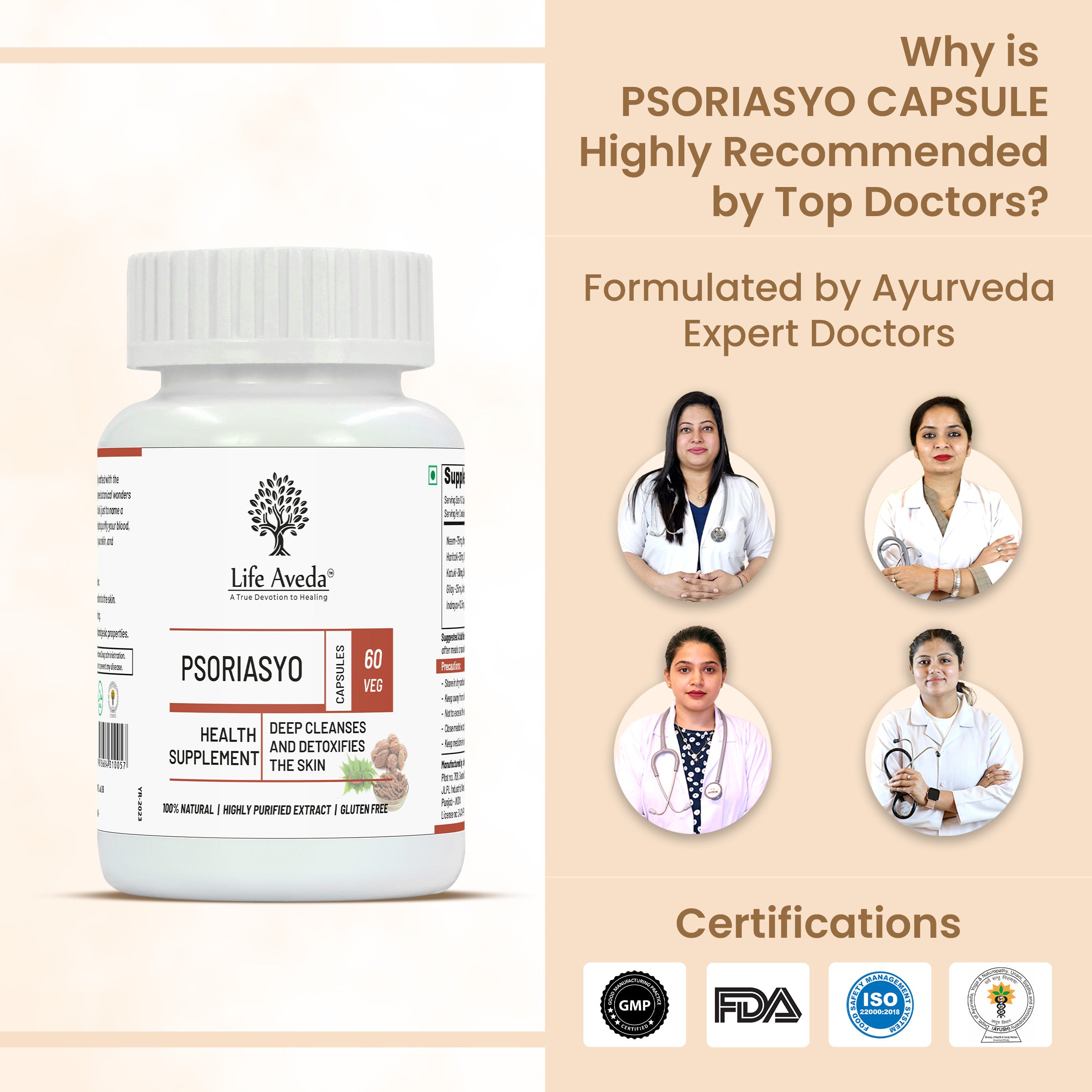Life Aveda Psoriasyo Capsule Doctors Certifications