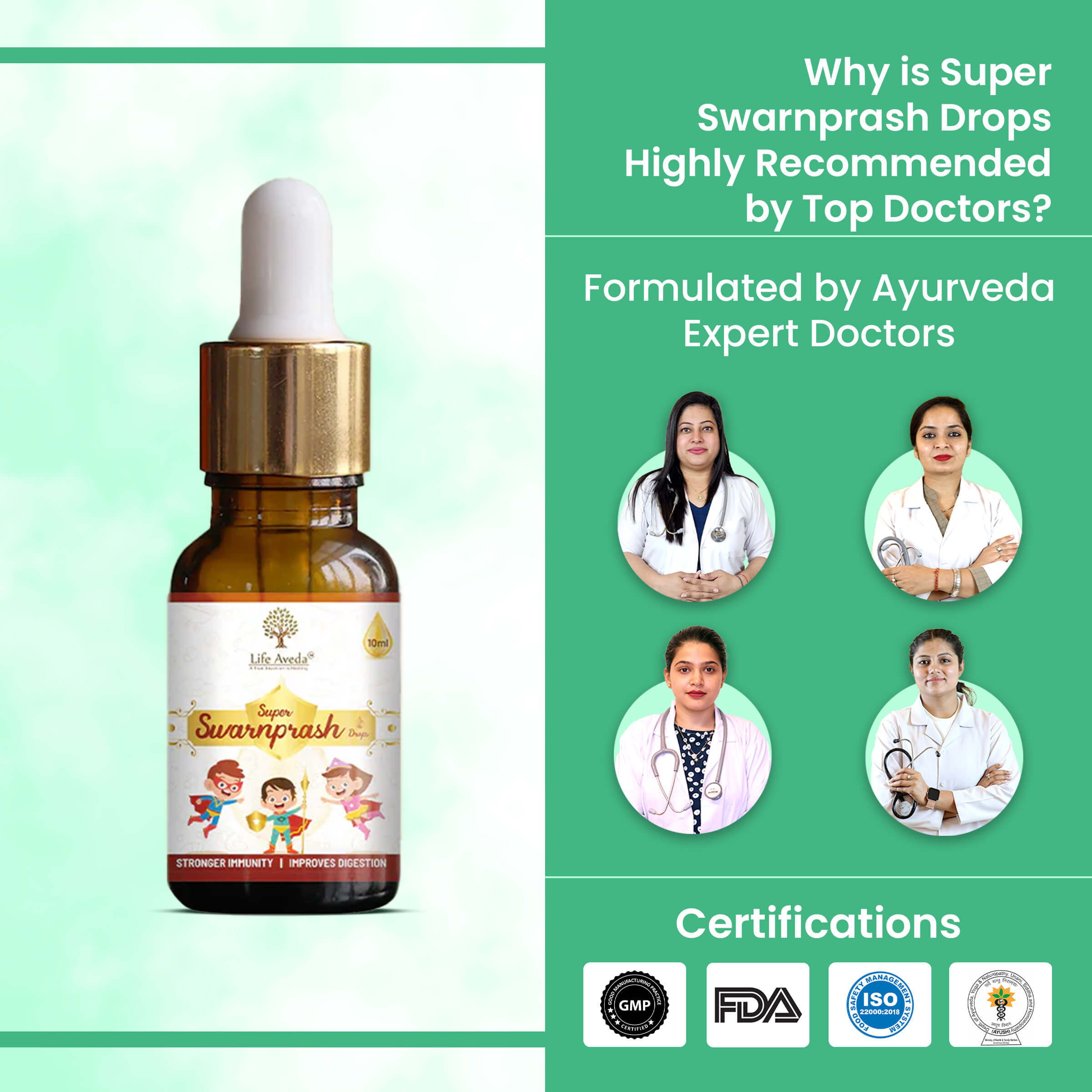Life Aveda Super Swarnprash Drops Doctors Certifications