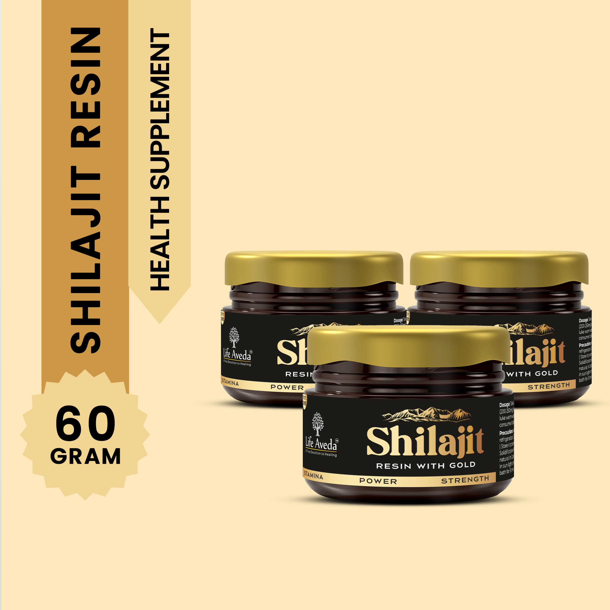 Shilajit Resin with Gold – Ayurvedic Support for Strength, Energy & Daily Wellness