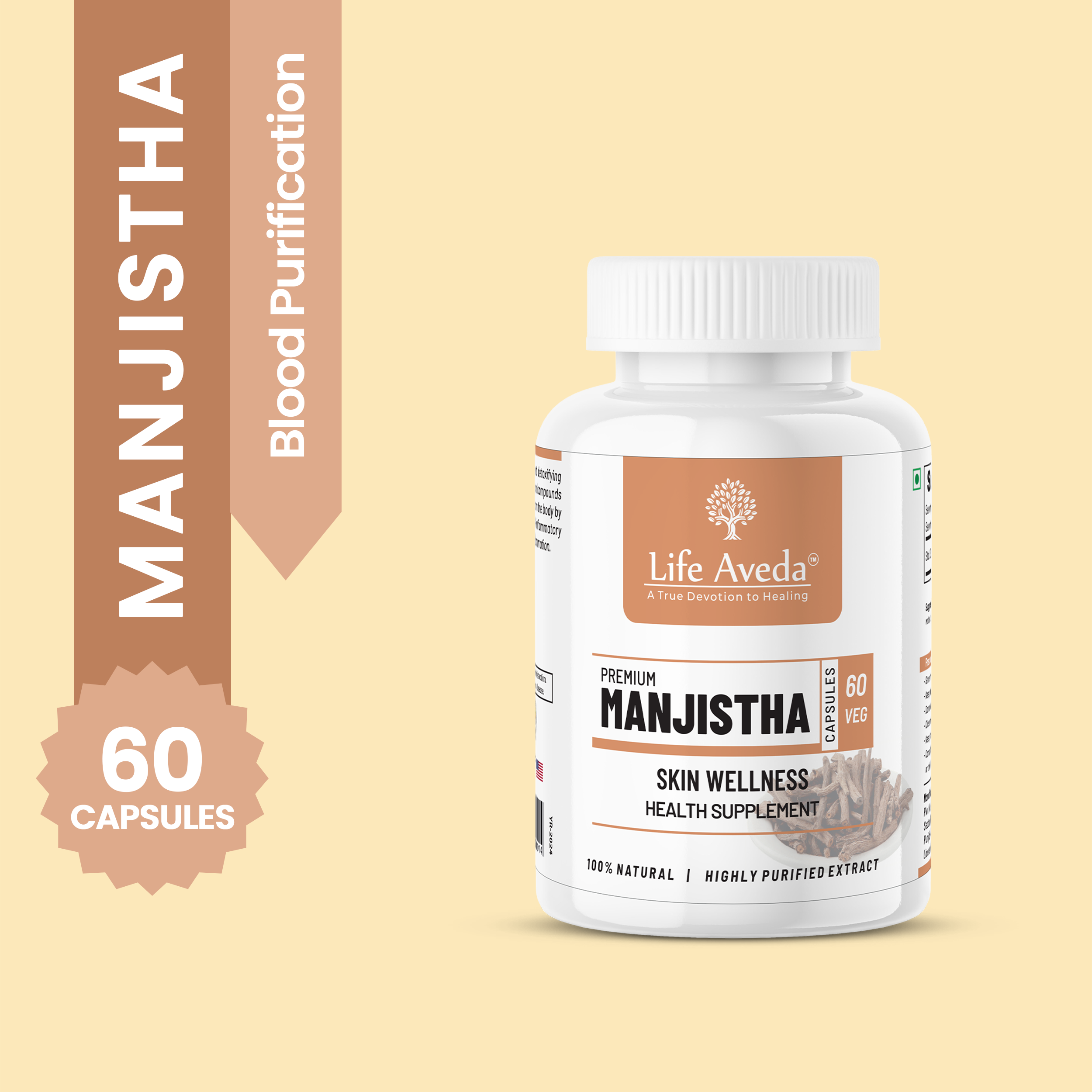 Life Aveda Manjistha Capsules – Ayurvedic Support for Blood Purification & Clear, Healthy Skin