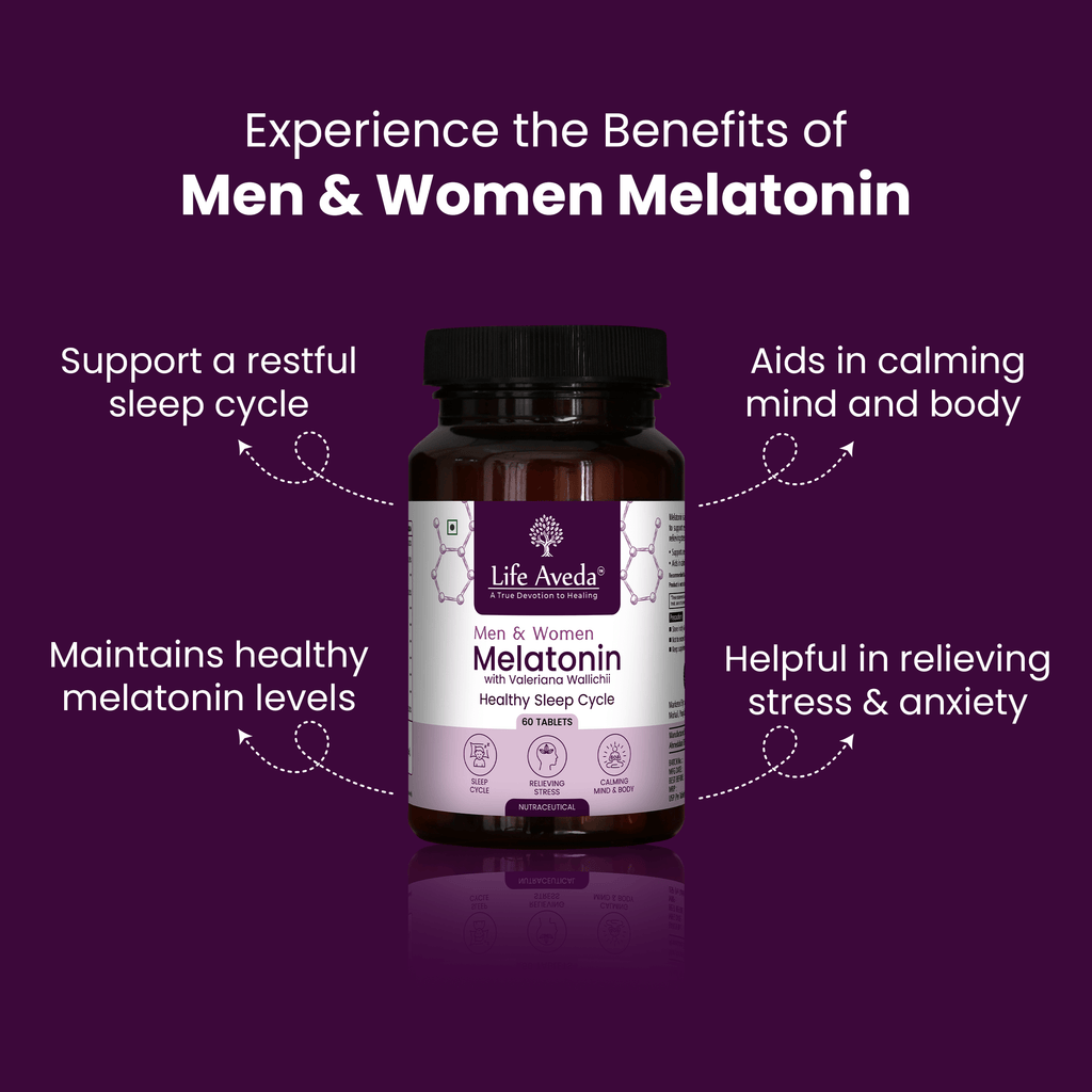Lifeaveda Melatonin Tablets | Sleep Supplement for Men & Women | Melatonin Tablets for Restful Deep Sleeps - 60 Veg Tablets